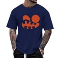 thumbnail image 1 of VBARHMQRT Undershirt Men's Print Theme T Shirt Printed Solid Color Short Sleeve Top Dark Blue, 1 of 4