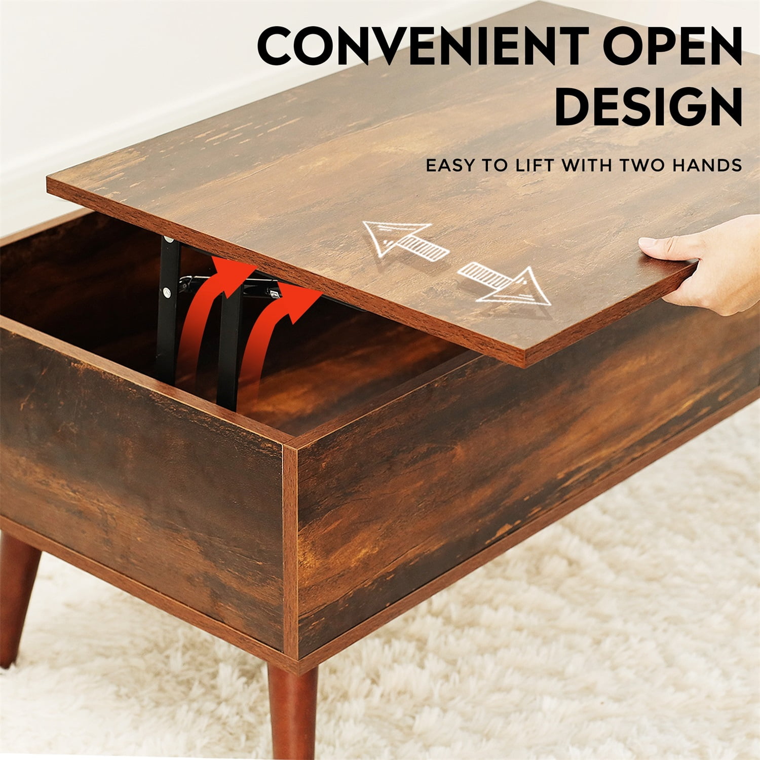 Kadyn Wood Lift Top Coffee Table with Hidden Compartment and Adjustable Storage Rack, Living Room Table for Home, Office, Country Oak Kadyn Wood Lift Top Coffee Table with Hidden Compartment and Adjustable Storage Rack, Living Room Table for Home, Office, Country Oak