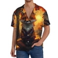 thumbnail image 1 of Fotbe Sunset Maple Tree Fox Camisa Estampada de Manga Corta para Hombre, Casual de Verano, Estilo Playero, Sin Arrugas-Large, 1 of 5