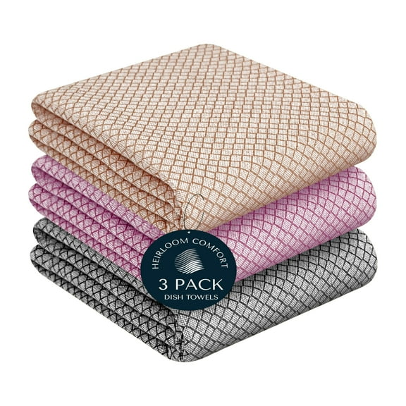 HEIRLOOM COMFORT 12 Pack Monochrome Stripe Dish Towels with Fringes, 16x26 Inch, 100% Cotton, Ultra Absorbent & Reusable, Quick Drying Kitchen Towels for Cleaning, Cooking, Drying, Mustard Yellow