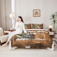 thumbnail image 4 of Castle Fairy Vintage Wildlife Deer 7-Piece Twin Bedding,Snow Rustic Animal Bedding Comforter Set,Warm Brown White,Reversible, 4 of 7