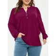 thumbnail image 6 of SHEWIN Plus Size Sweatshirt for Women V Neck Henley Tops Long Sleeve Shirts Business Blouses Lightweight Basic Tees Trendy Cute T Shirts Fall Clothes Brown 1X, 6 of 9