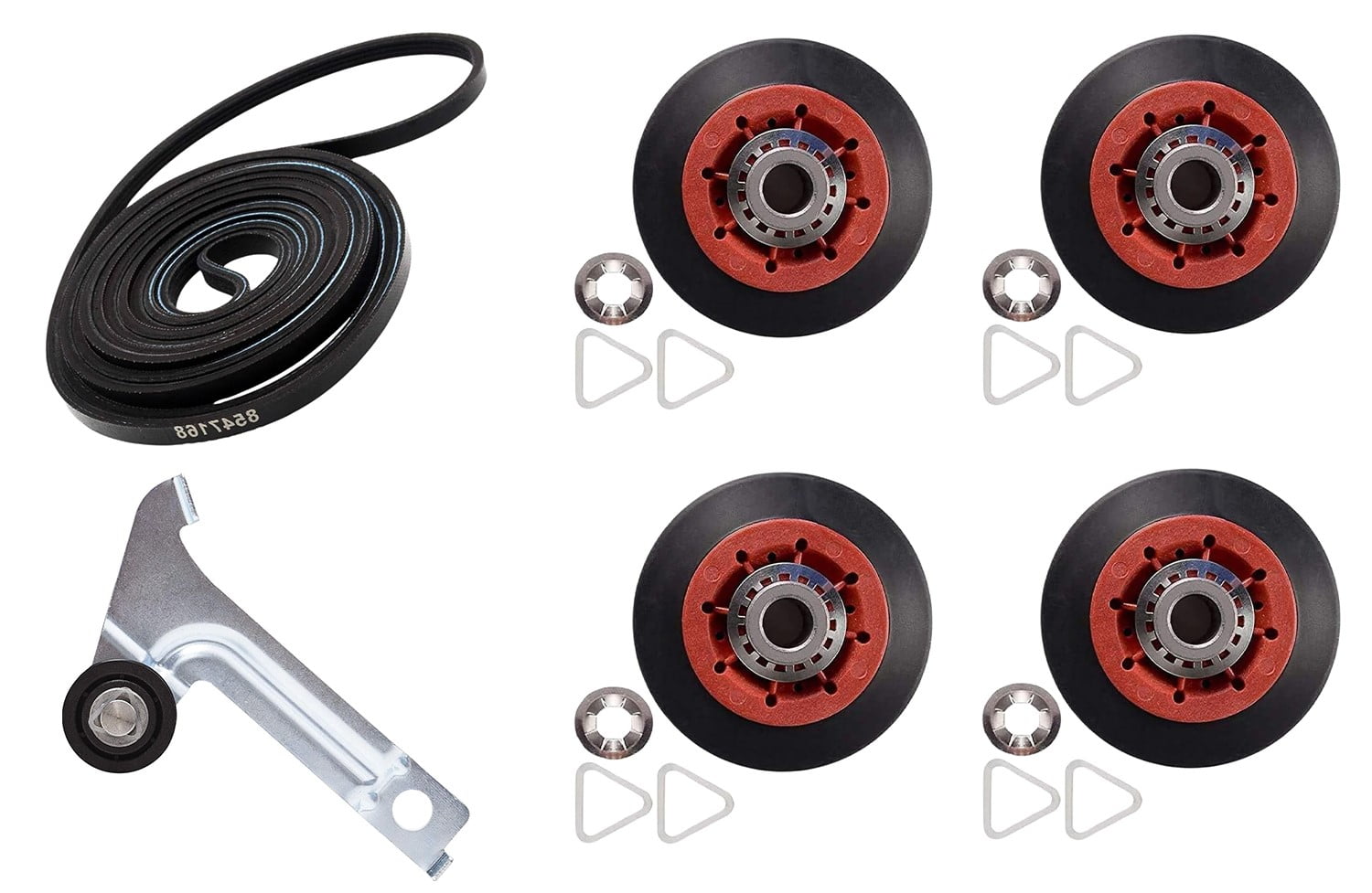 Scaroo WP8547168, 8547174V, WPW10314173 X 4  Whirlpool Maytag Dryer Belt, 4 Roller, Idler Kit