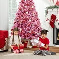 thumbnail image 6 of Best Choice Products 7.5ft Prelit Pink Artificial Christmas Tree, Snow Flocked Full Holiday Decoration w/ Foldable Base, 6 of 9
