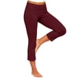 thumbnail image 4 of WAGUTH Women's Capri Flared Yoga Pants Fold Over High Waist Stretch Cropped Pants Bootcut Workout Slim Fit Casual Capris with Side Pockets, 4 of 8