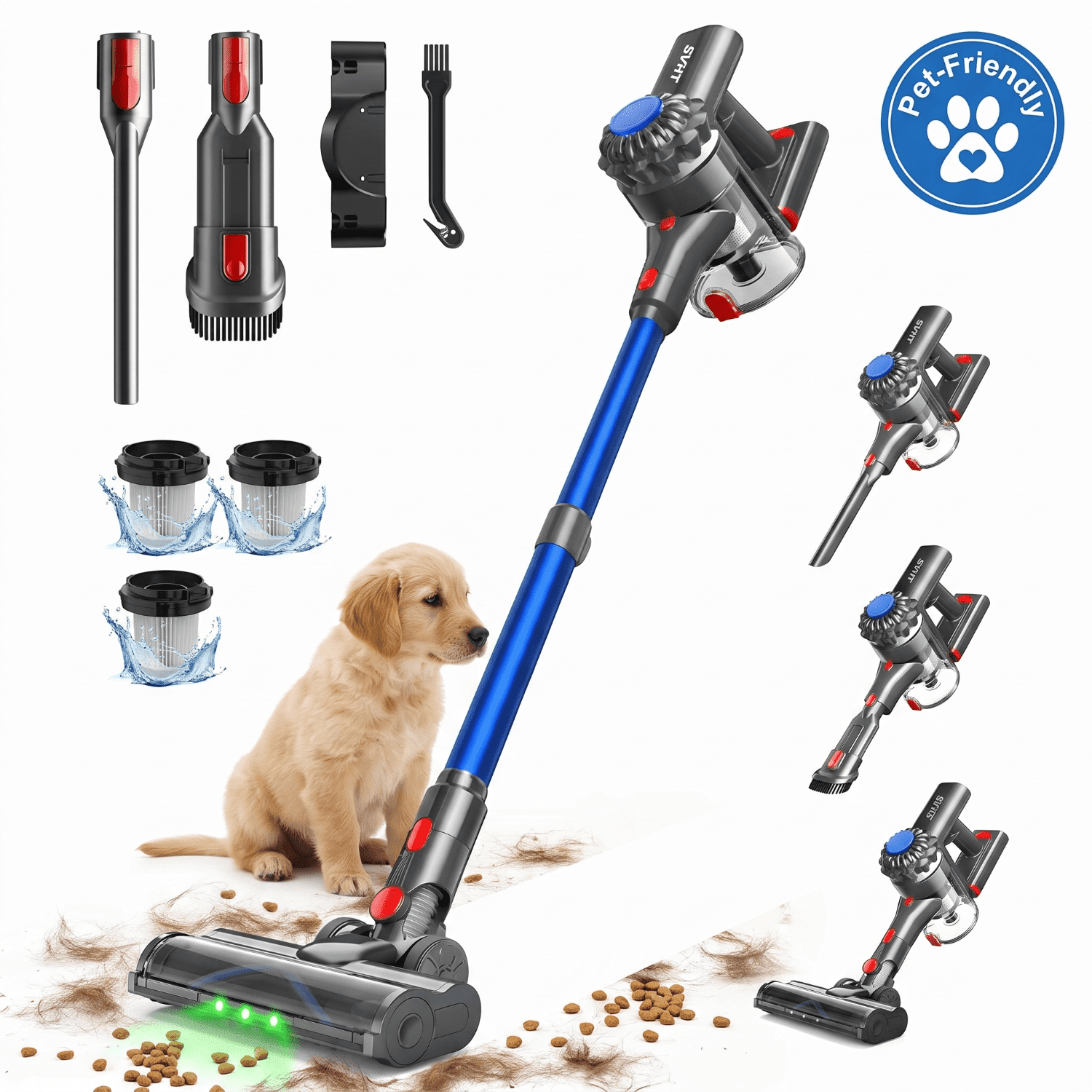 Cordless Vacuum Cleaner, 450W 40KPa Stick Vacuum, 3-in-1 Rechargeable Lightweight Vacuum Cleaner for Pet Hair, Hardwood Floor, Carpet, Home & Car