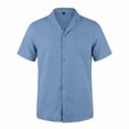 thumbnail image 4 of DPTALR Men's Textured Stripe Short Sleeve Shirt,Button Down Casual Beach Shirt with Chest Pocket ,Blue,Big Men's,Tall Men's S,Young Men's Shirts, 4 of 6