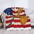 thumbnail image 3 of Yiaed American Flag And Baseball Print Blanket Throw Blanket Soft Cozy Flannel Blanket for Home Bed Sofa Couch Chair-80"x60", 3 of 6
