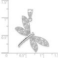 thumbnail image 3 of 14k White Gold Diamond-cut Dragonfly Pendant Charm, 3 of 3