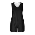 thumbnail image 6 of Mrat Women's Casual Rompers Stretchy Onesie Sleeveless V-Neck Overalls Shorts Solid Jumpsuits with Pockets S-45 Black XL, 6 of 7