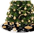 thumbnail image 3 of Christmas Tree Skirt Xmas Tree Skirts 30 in Golden Christmas Tree Bell Snowman Christmas Tree Mat for Christmas Holiday Party Ornaments, 3 of 5