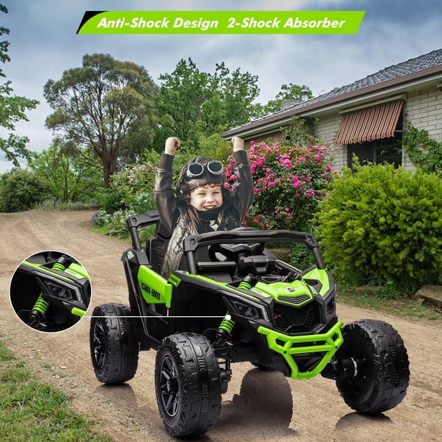 Kojooin Licensed Can-Am 12V Ride On UTV for Kids, Dual Motors, Remote Control, All-Terrain Tires, LED Lights and Spring Suspension