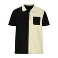 thumbnail image 6 of WREESH Men's Color Block Henley Shirts Short Sleeve Top with a Trendy Color Block Design Stand Out in Style Beige, 6 of 6