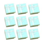 SOAC 10pcs Bowknot Jewel Case Small Square Cube Ring Box Jewelry Organizer Delicate Gift Boxes for Wedding Birthday (Skyblue)
