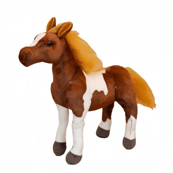 Horse Stuffed Animal Plush - Realistic Foal Plush Toy - Playful Interaction - White Coffee 15.7Inch