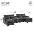 thumbnail image 3 of Modern U-Shape Sectional Sofa, Velvet Upholstered Modular Couch with Console Cup Holders and USB Charging Ports, for Living Room Office Apartment, 3 of 17
