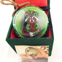Raccoon Green -Manual 𝑶𝑹𝑰𝑮𝑰𝑵𝑨𝑳 Design Inside Painted Glass Ball Ornament Handmade for Home or Office Perfect for Halloween, Thanksgiving, Christmas