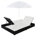 thumbnail image 5 of vidaXL Patio Lounge Bed Outdoor Sun Lounger Chair with Umbrella Poly Rattan, 5 of 7
