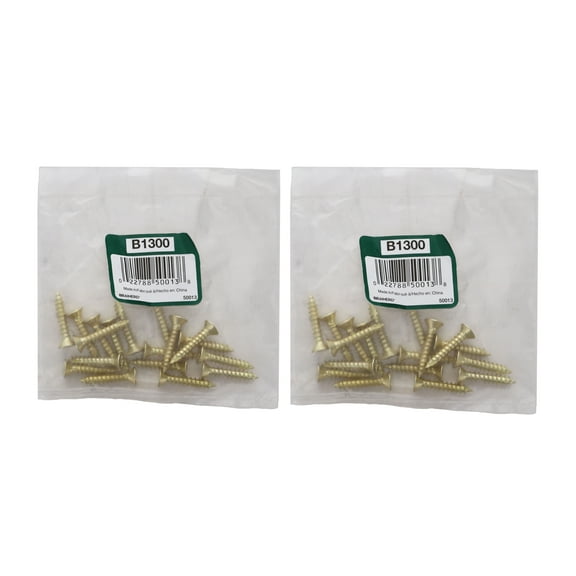 Brainerd 50013 #9 Satin Brass Hinge Screws (Bag of 18 Screws) (2-Pack)
