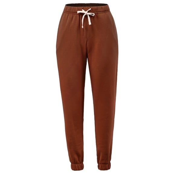 A2Y Women's Soft Fleece Drawstring Elastic Waist Stretch Pockets Joggers Sweatpants Dark Rust 2XL