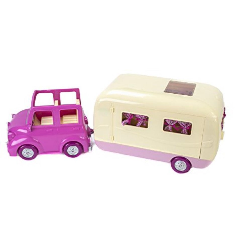 Li'l Woodzeez Happy Camper Playset with Car, Camper, and 38 Interactive