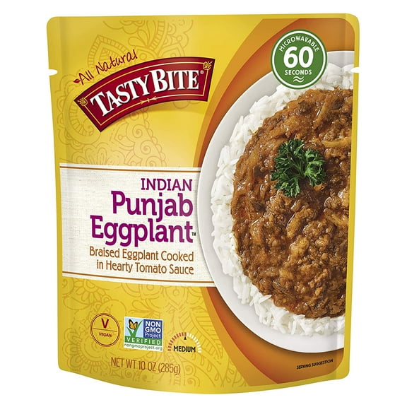 Tasty Bite Punjab Eggplant, 10 Ounce, Pack of 6, Ready to Eat, Microwavable Entree, Vegan, Sweet & Spicy