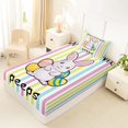 thumbnail image 4 of Erosebridal Kids Easter Rabbit Eggs Twin Sheet Sets 3pcs,Boys Girls Geometric Colorful Stripes Bedding,Super Cozy Room Decor, 4 of 5