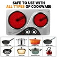 thumbnail image 3 of 1800W Hot Plate,CUSIMAX Electric Double Burner, Portable Ceramic Infrared Cooktop, Dual Control Cooking Stove, Heat-Up in Seconds, Silver, 3 of 6