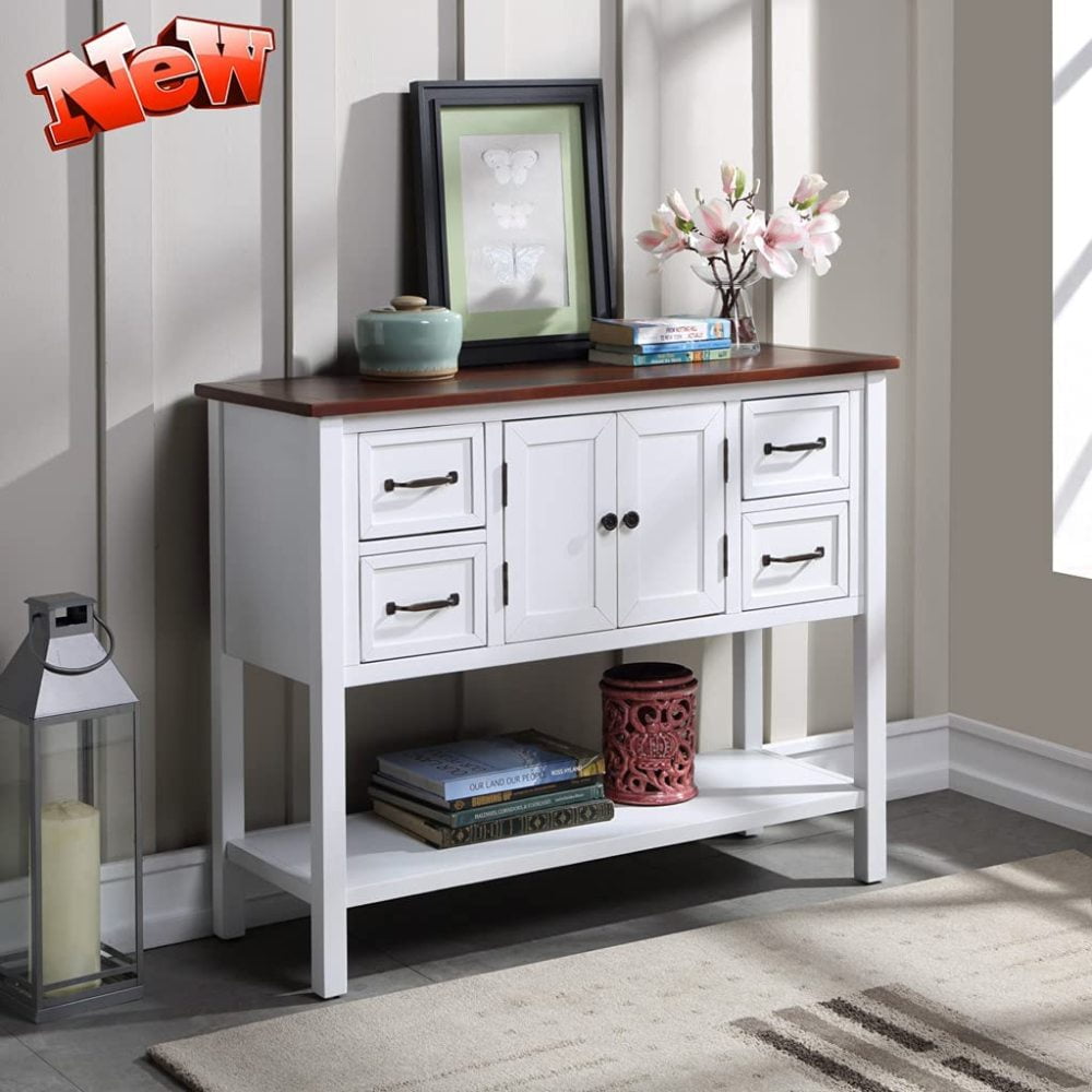 FULenQnu Elegant Farmhouse Thicken Solid Wood Buffet Sideboard with