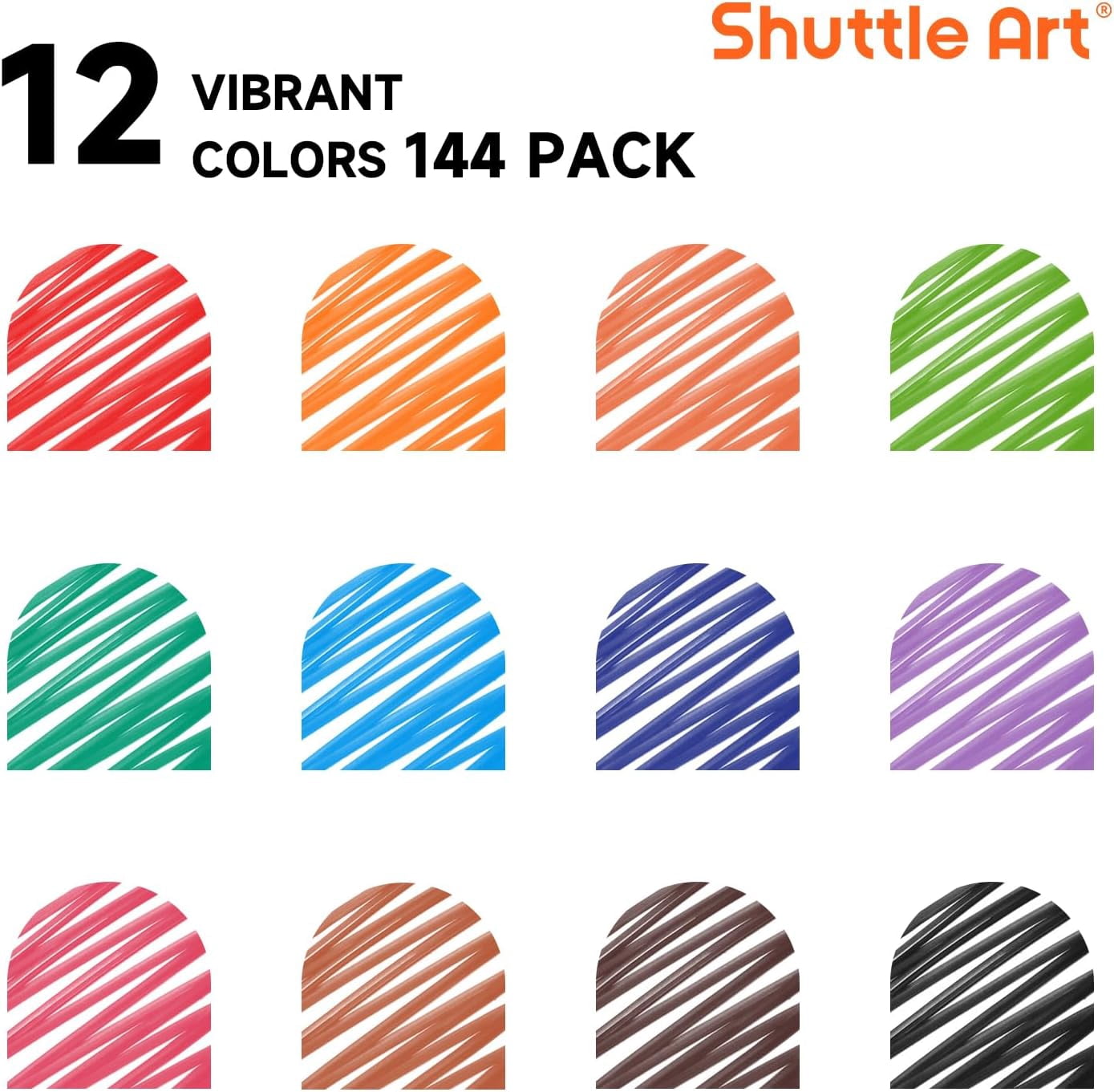 Dry Erase Markers,Shuttle Art 12 Colors 144 Bulk Pack Whiteboard Markers, Fine Point Dry Erase Markers Perfect for Writing on Dry Erase Whiteboard Mirror Glass for Office Home