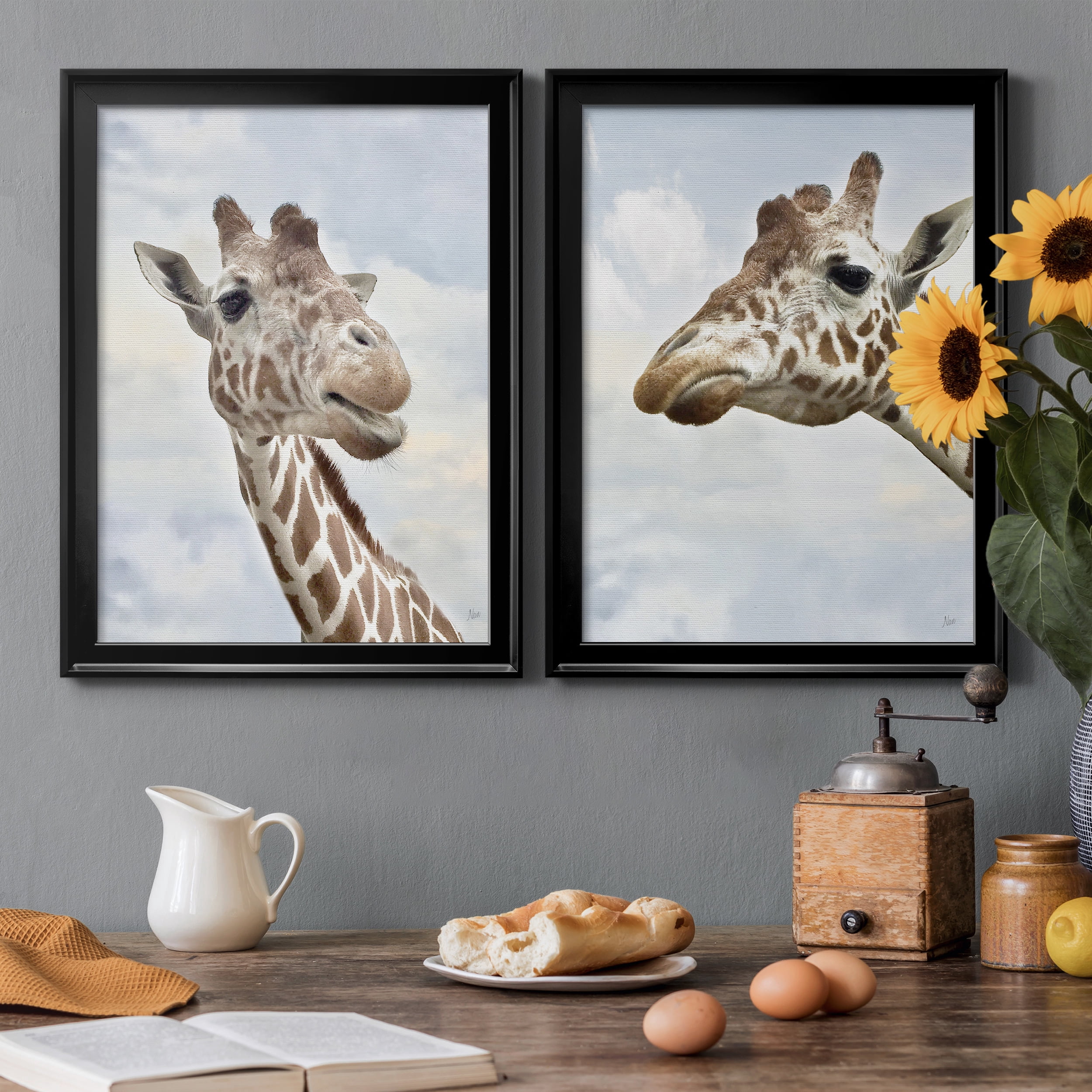 2 Piece Set Smiley Premium Framed Canvas - Ready to Hang - 22.5 x 30.5 Each - Black Frame