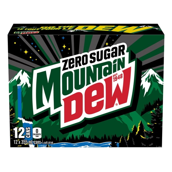 Mtn Dew Zero Sugar Soft Drink 12 x 355 mL, Cans