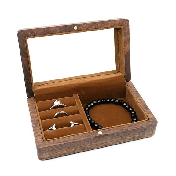 Wooden Jewelry Boxes Jewellery Small for Case Necklace Showcase with Flannel Lining Men's Gift
