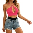 thumbnail image 5 of Noric Women's Halter Tank Top Sleeveless Crisscross Cut Out Summer Crop Top Casual Going Out Vacation Beach Cami, 5 of 6