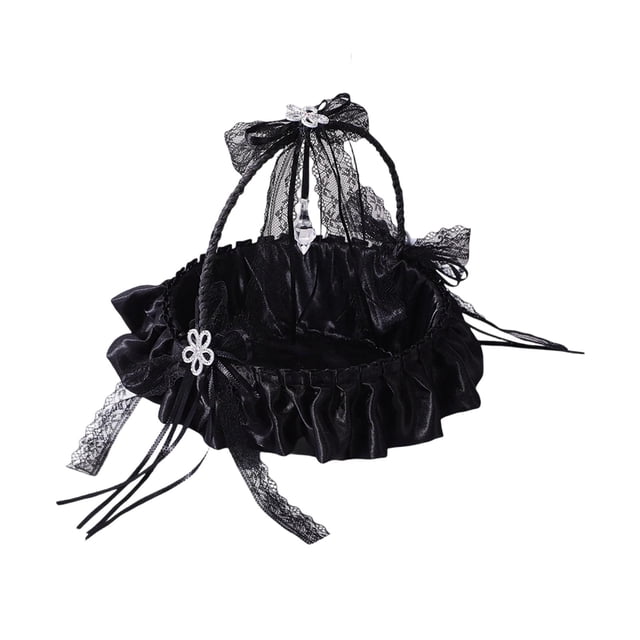 Cesta de regalo romántica para niña, ligera y de satén negro. Estilo A