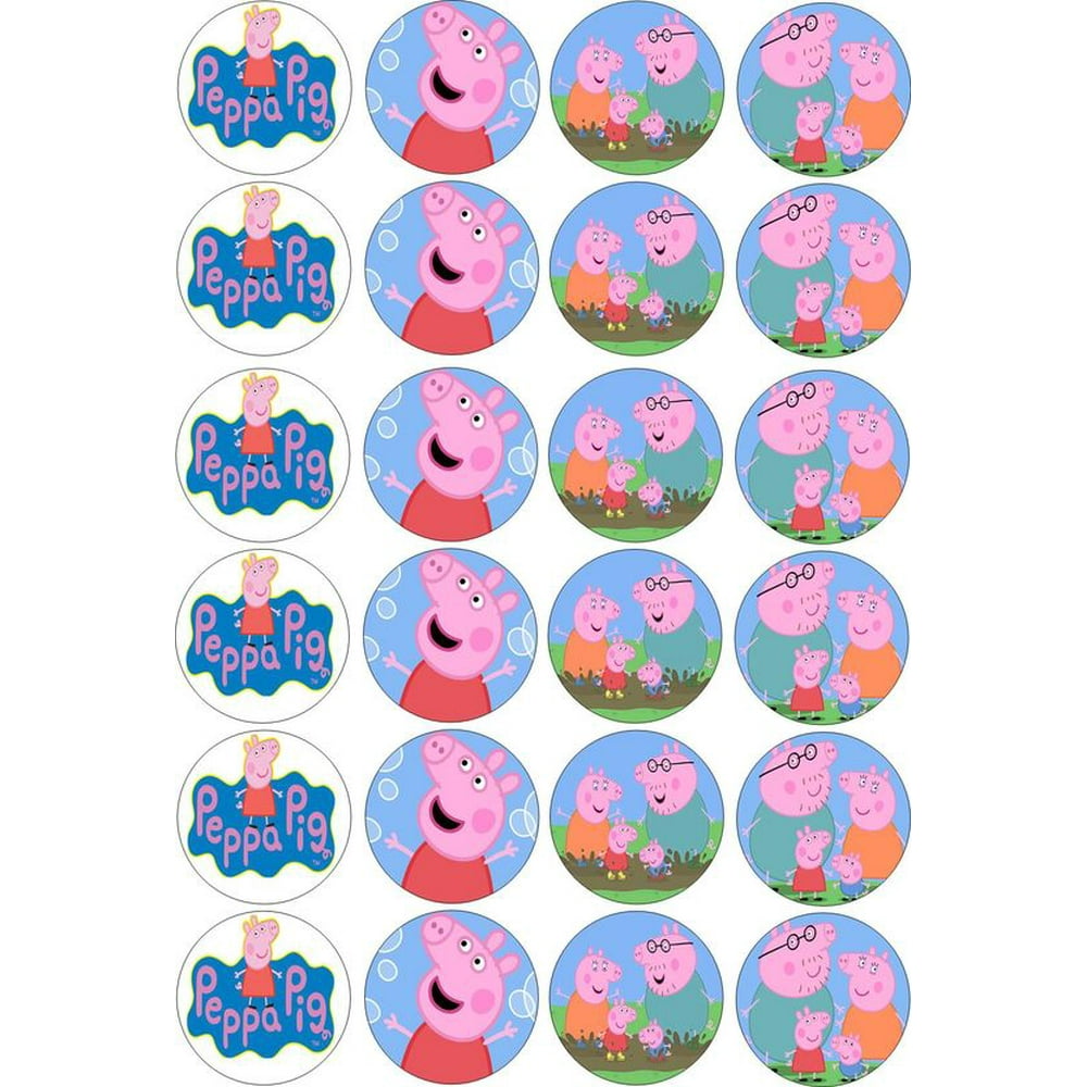 24 PEPPA PIG EDIBLE PAPER CUPCAKE CUP CAKE DECORATION IMAGE TOPPERS