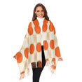 thumbnail image 3 of FORMRS Womens Scarf Winter Soft Long Big Warm Shawls Wrap Tassel Scarves, Orange Geometric Circles, 3 of 9