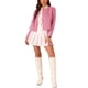 thumbnail image 2 of Chaqueta de cuello redondo INSPIRE CHIC para mujer, de tweed, de doble botonadura, de manga larga, casual, talla XL, color rosa, 2 of 5