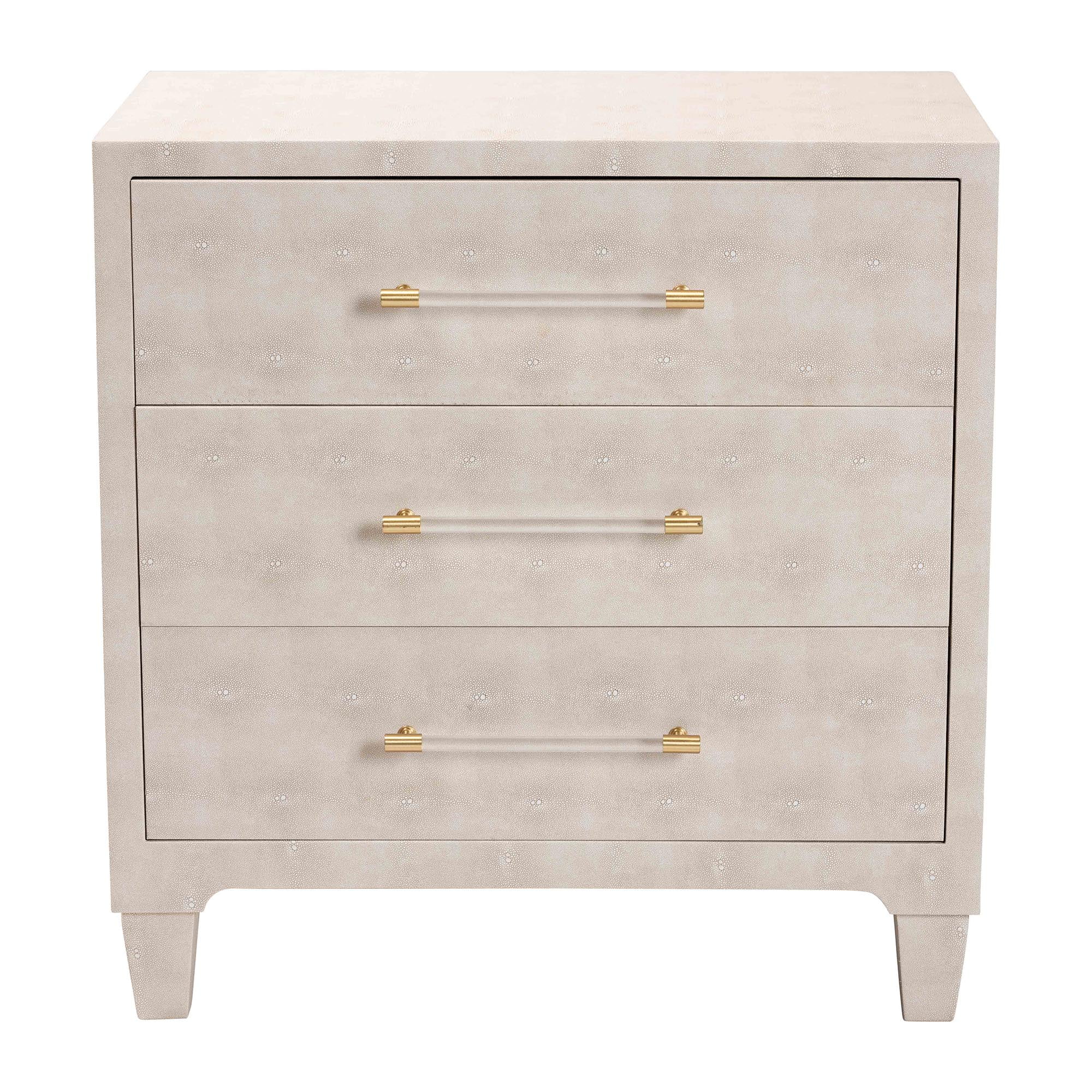 Baxton Studio Nira Modern Storage Cabinet, 3-Drawer, Brass