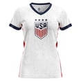 thumbnail image 4 of Icon Sports Official Licensed U.S. Soccer 4 Star USWNT Player’s Women's Game Day Shirt Tee - Adult Soccer Gear - Rodman, White, Red, X-Large, 4 of 9
