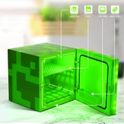 Minecraft Green Creeper 9 Can Mini Fridge 6.7L 1 Door Ambient Lighting 10.4 in H 10 in W 10 in D