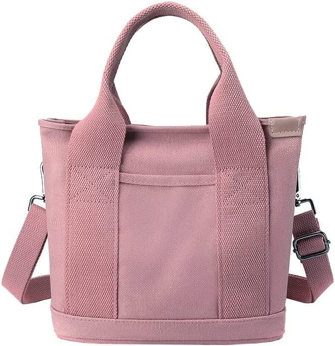 Small Tote Bag with Zipper Tote Bag for Women Canvas Crossbody Bag