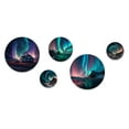 thumbnail image 2 of Designart "Countryhouse With Vibrant Northern Lights" Landscape Mountains Metal Wall Art Set of 5 Piece, 2 of 5