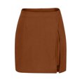 thumbnail image 6 of FRSASU Womens Corduroy Mini Skirt Casual High Waisted Side Slit A-line Bodycon Work Spring Fall Short Skirts Brown, 6 of 8