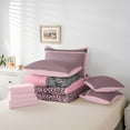thumbnail image 6 of Homewish Adult Modern Fashion Bedding Comforter Set 7pcs, Pink Cheetah Leopard Print King Bedding Sets, Stripes Abstract Reversible Bed Sheets, Breathable Home Decor, 6 of 8
