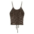 thumbnail image 5 of HOMBOM Crop Summer Tops for Women Brown Camisole Halter Slim Sleeveless Solid Color Strapless Shirt, 5 of 9