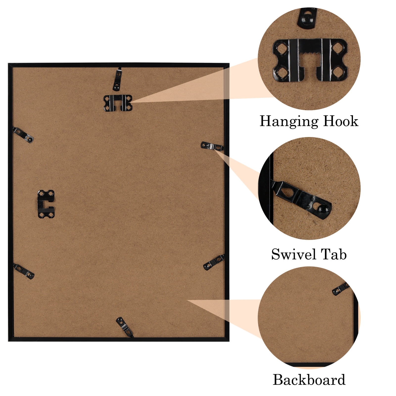 11x14 Black Picture Frame with Double White Mat Set of 4, for 5x7 to 11x14 Photos