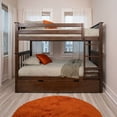 thumbnail image 5 of Max & Lily Solid Wood Twin over Twin Bunk Bed with Storage Trundle for Kids, Walnut, 5 of 15