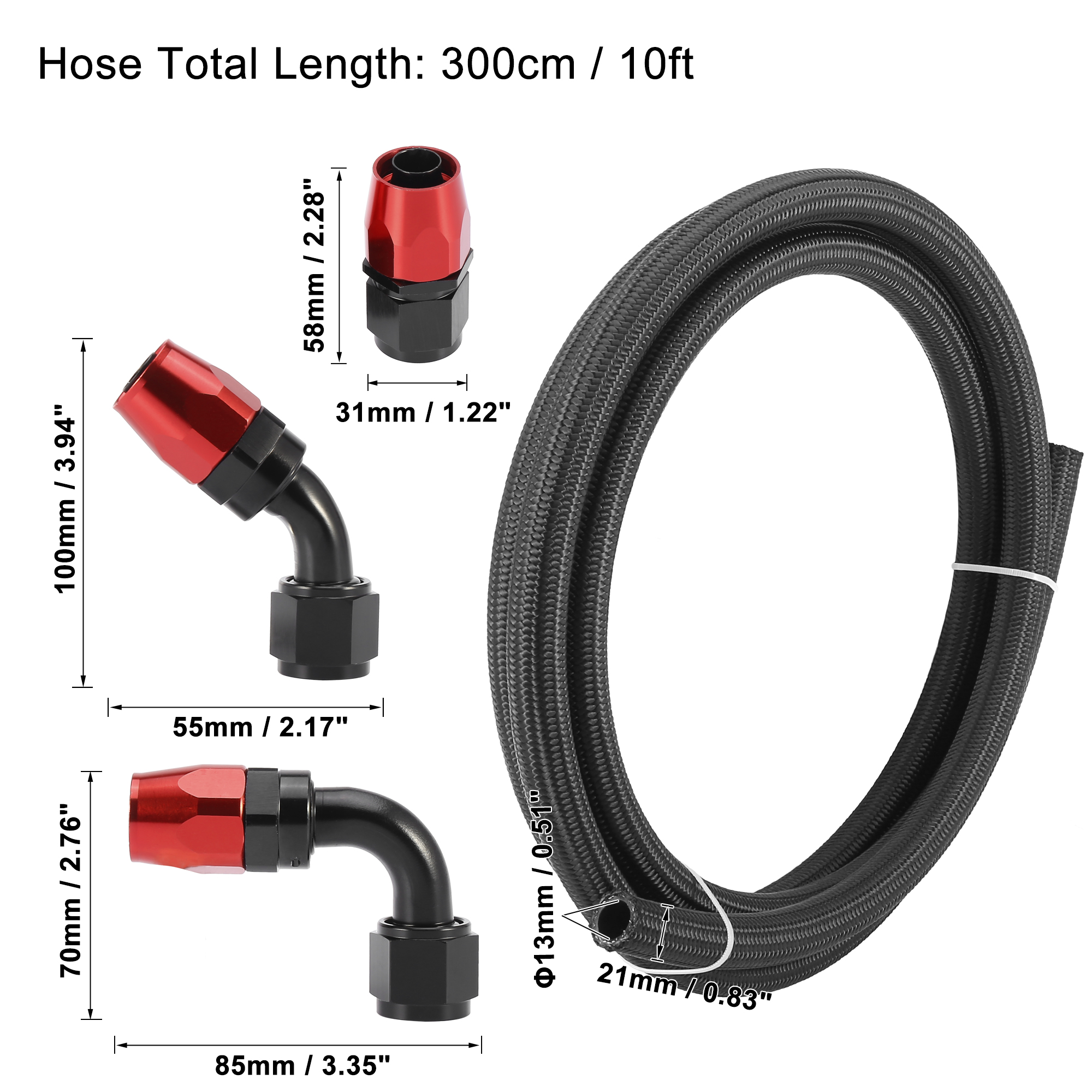Auto Braided 10ft 5/8" Fuel Line with AN10 End Fitting for CPE Oil Gas Hose