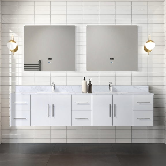 Glossy White Double Bath Vanity 84" W X 22" D - Soft Close, Generous Storage With More Spacious Compartments And Drawers Roomy